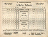 Fahrplan 1911 - vorläufiger Fahrplan